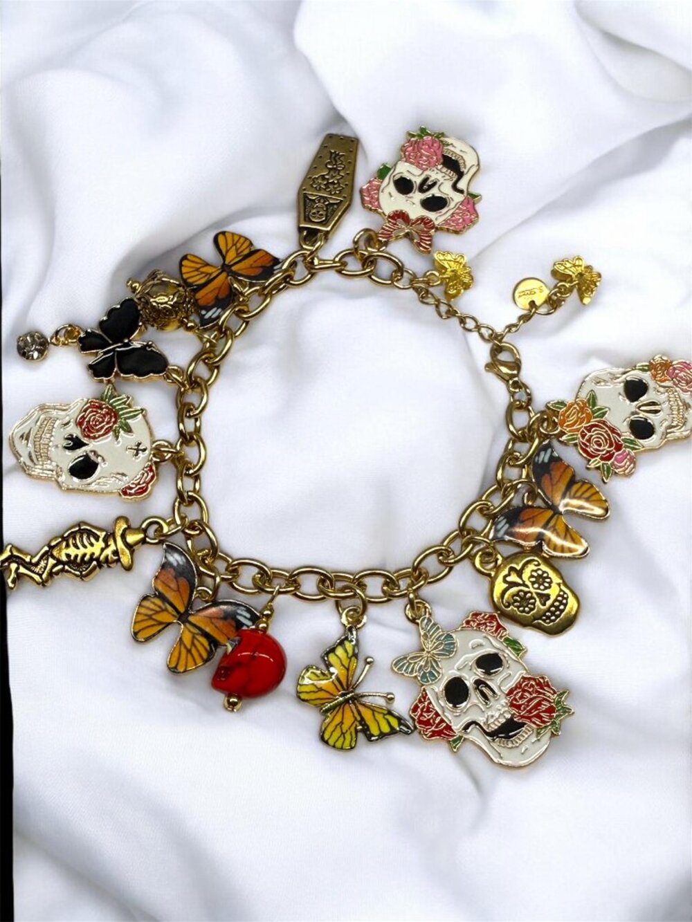 ✨ NEW Boutique Day of the Dead Stainless Steel Charm Bracelet